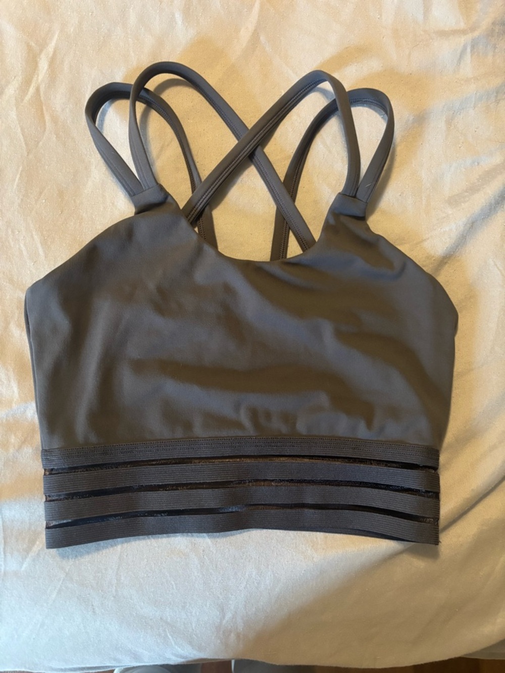 Strappy Crossback Sports Bra in Gray
